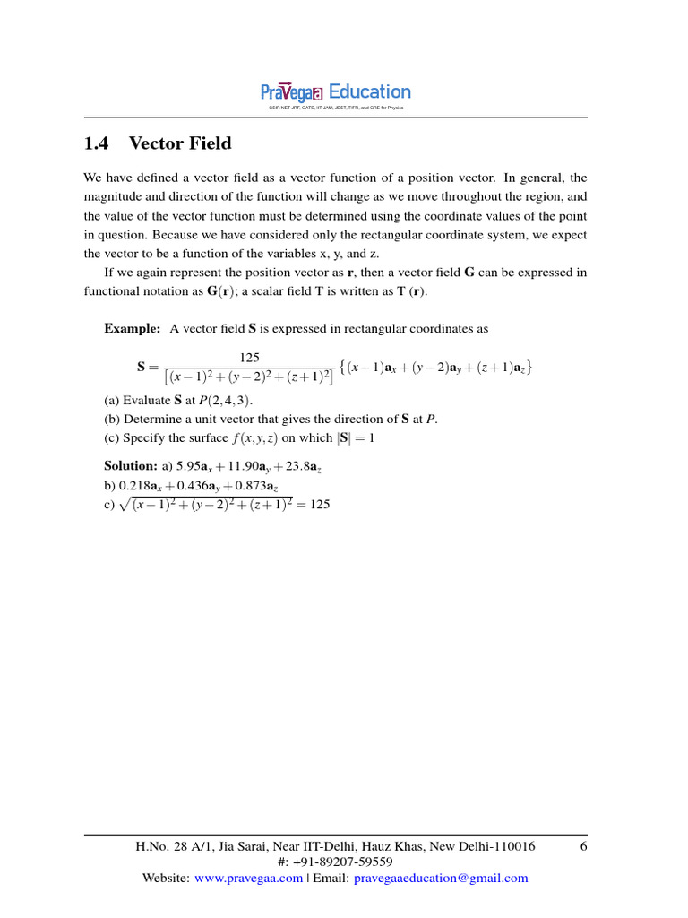 Vector Field Analysis in Physics | PDF