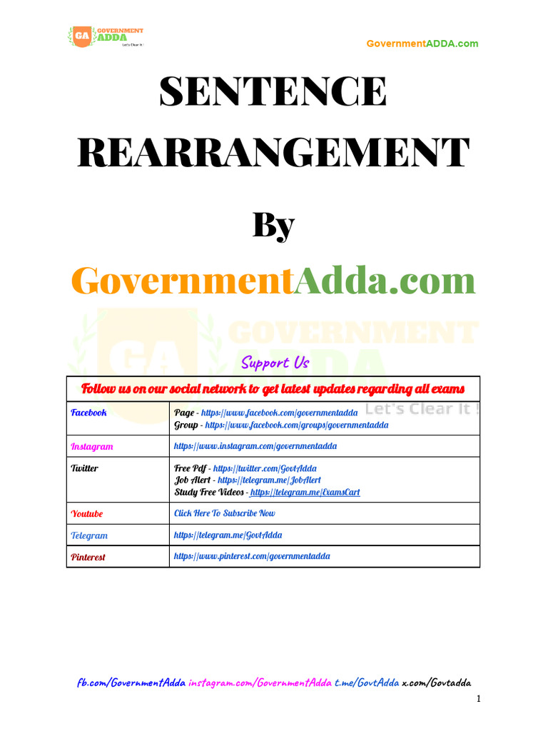 Sentence Rearrangement Tips for Exams | PDF | Sustainable Energy ...