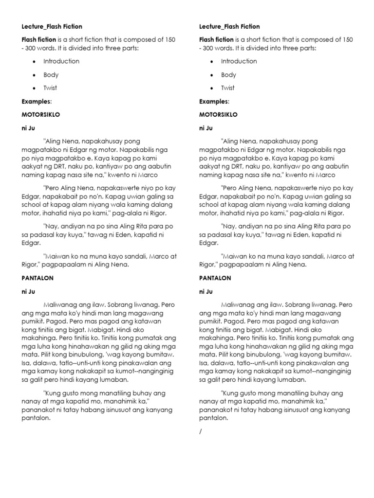 Sample Flash Fiction | PDF