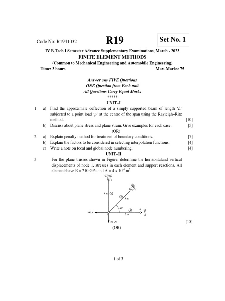 Finite Element Methods Exam Questions | PDF | Matrix (Mathematics ...