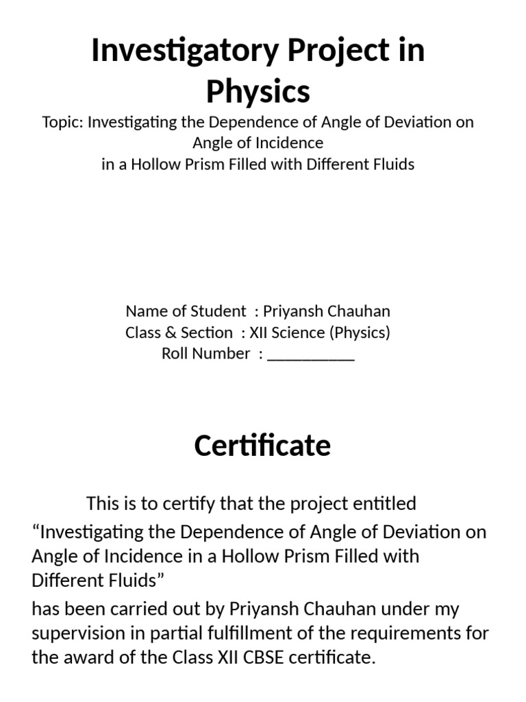 Physics Project Cover Page Template | PDF
