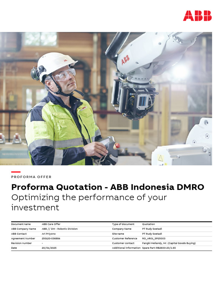 ABB Robot Care Quotation for PT Rudy Soetadi | PDF | Damages | Business