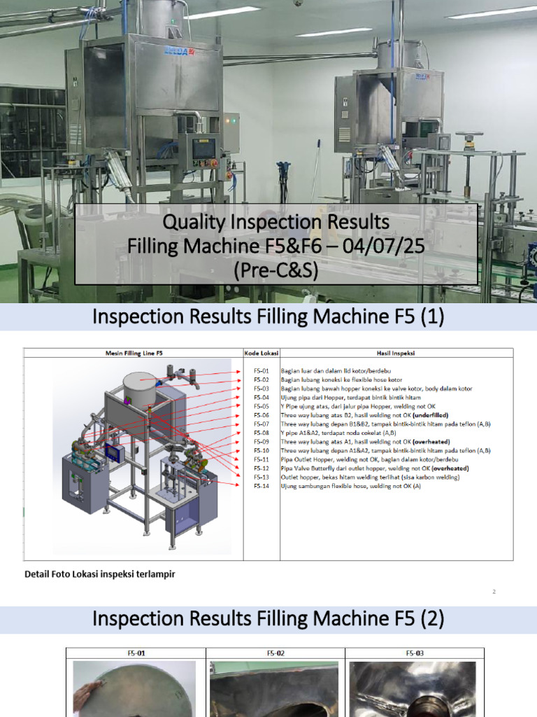 Quality Inspection Results - Filling Machine F5&F6 (040725) | PDF
