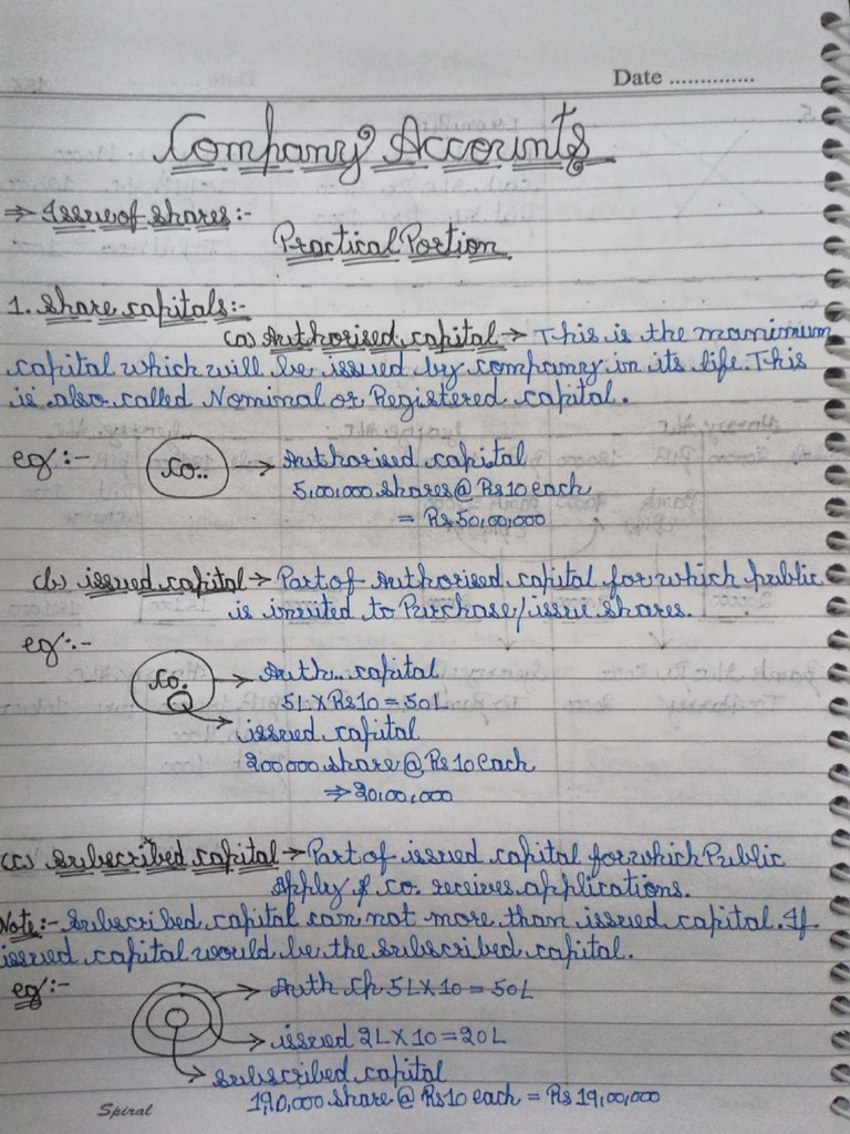 Company Accounts Handwritten Notes | PDF | Financial Accounting ...