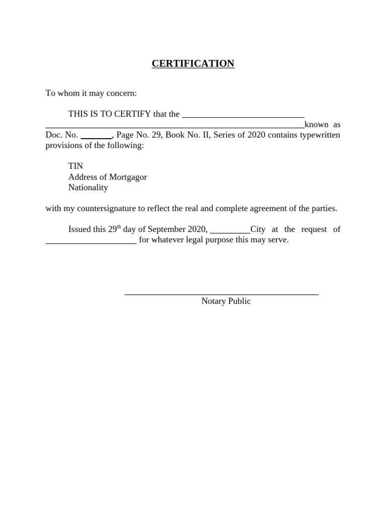 Certification of Notarization | PDF