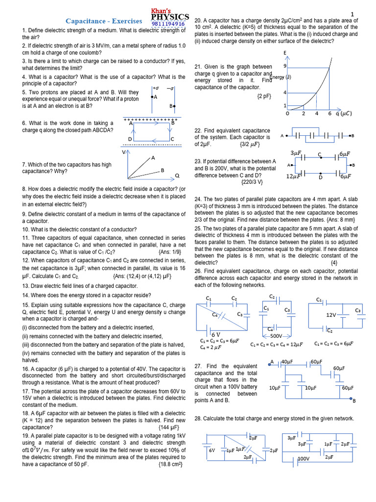 Capacitor Concepts and Calculations | PDF | Capacitor | Capacitance