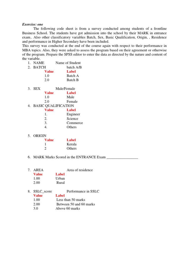 MBA Student Survey Data Entry Guide | PDF