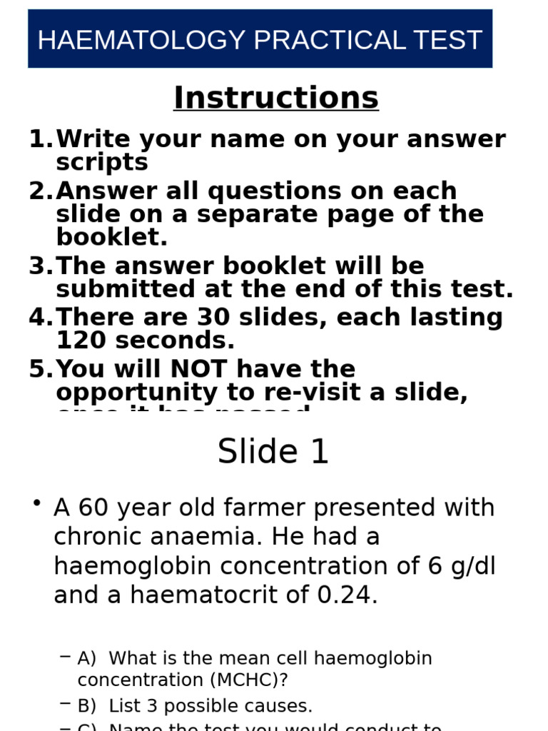 Hematology Practical Test Instructions | PDF | Medical Diagnosis ...