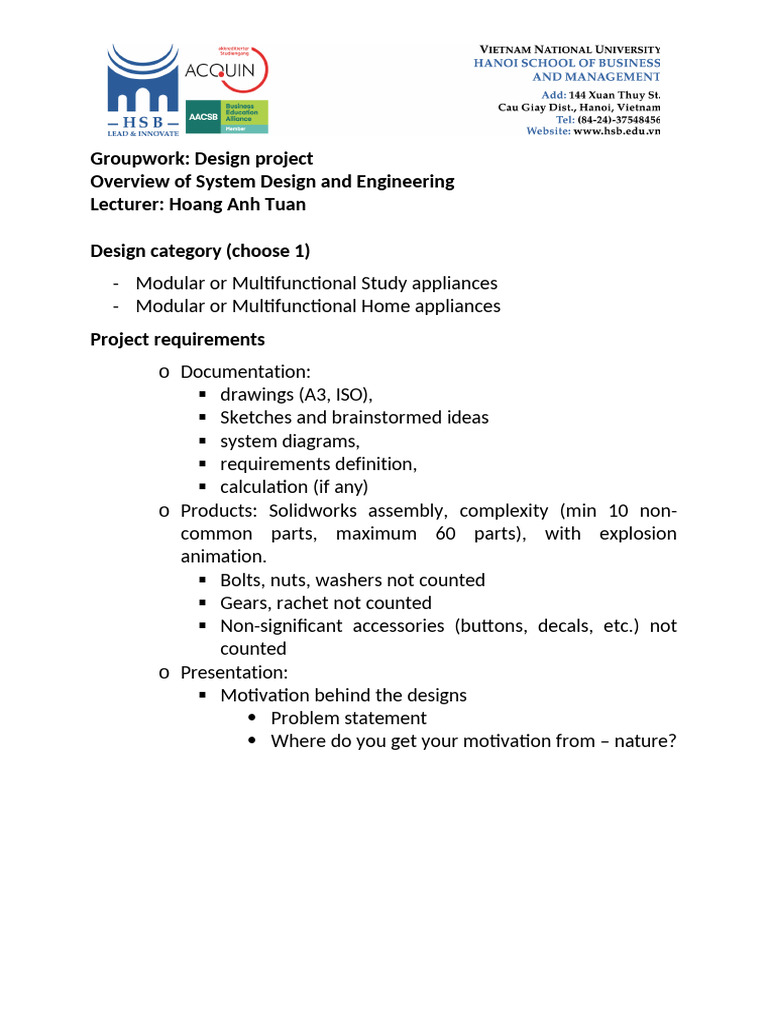 System Design Project Guidelines | PDF