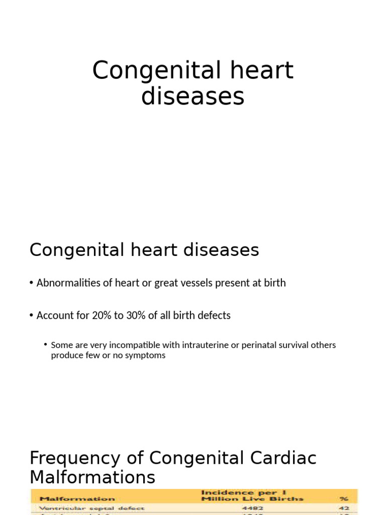 Overview of Congenital Heart Diseases | PDF | Congenital Heart Defect ...