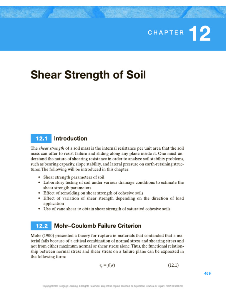 Chapter 12 Shear Strength of Soil | PDF