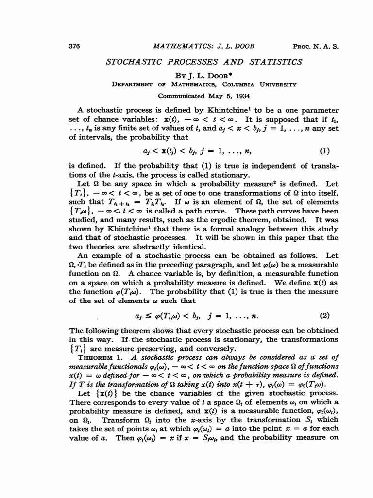 Stochastic Processes and Statistics Explained | PDF | Statistics ...