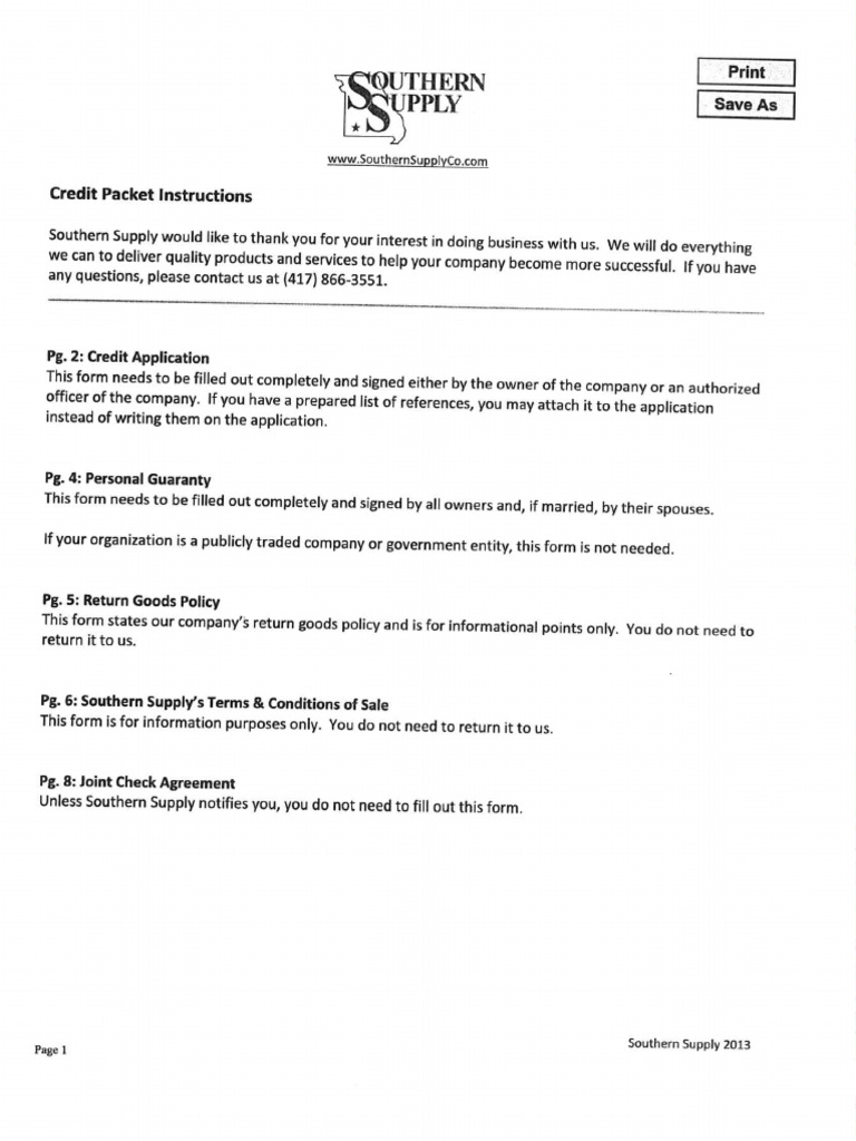 SOUTHERNSUPPCOCREDITAPP | PDF