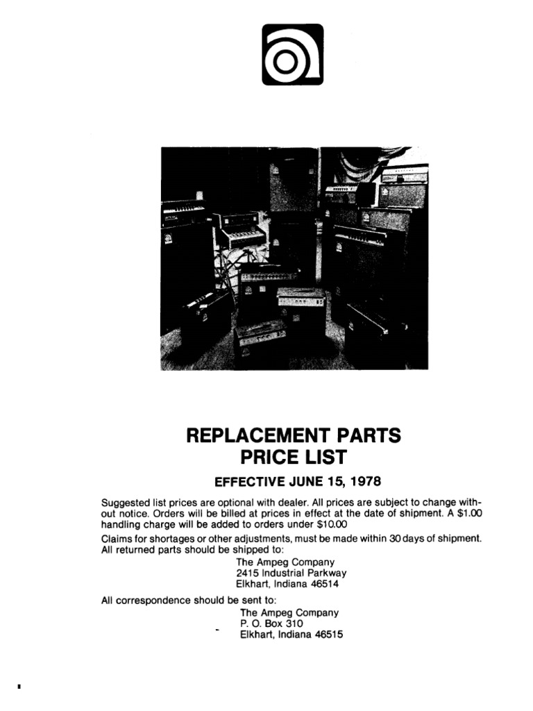 Ampeg Amplifier Parts List 1968 | PDF