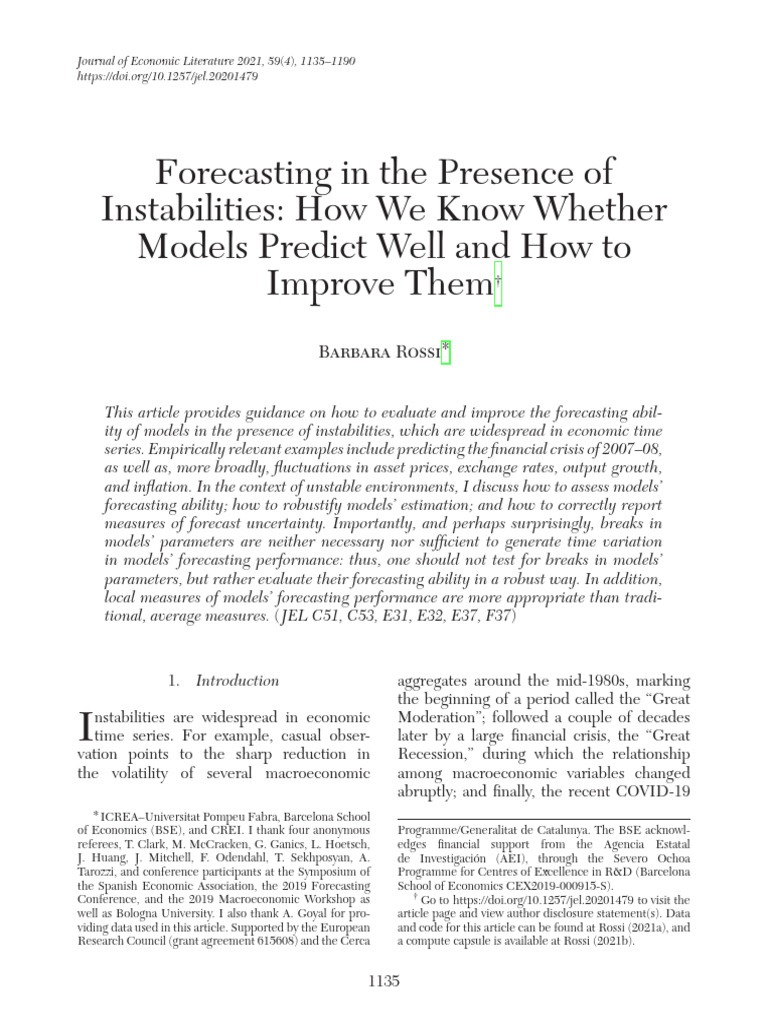 Forecasting Models in Economic Instability | PDF | Forecasting | Inflation