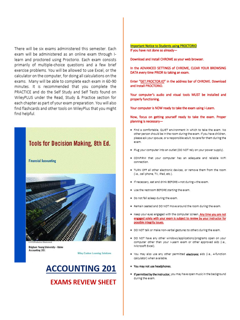 Accounting 201 Exam Guidelines and Tips | PDF | Debits And Credits ...
