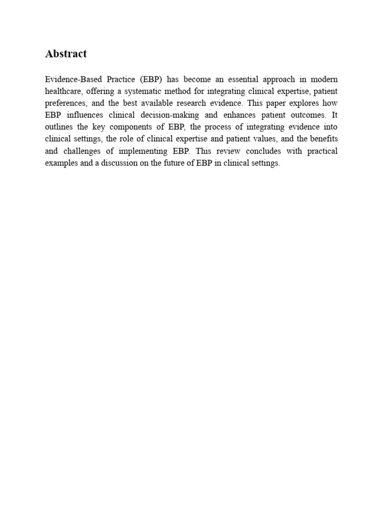 Evidence-Based Practice in Healthcare | PDF | Evidence Based Medicine ...