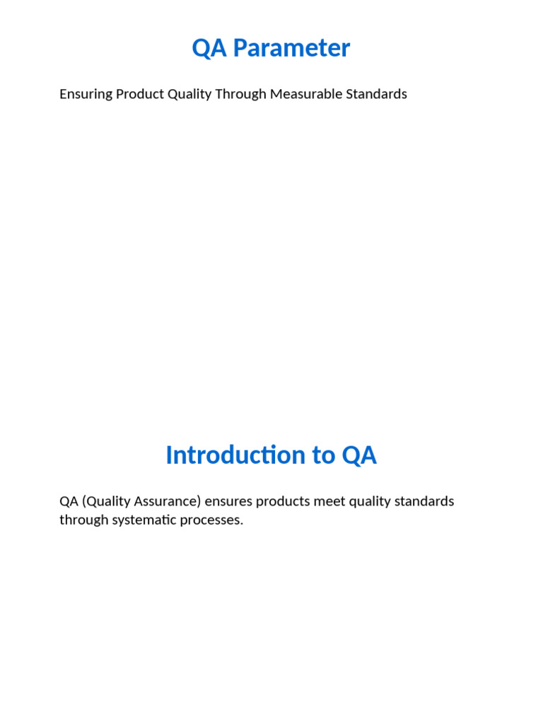 QA Parameters for Product Quality | PDF