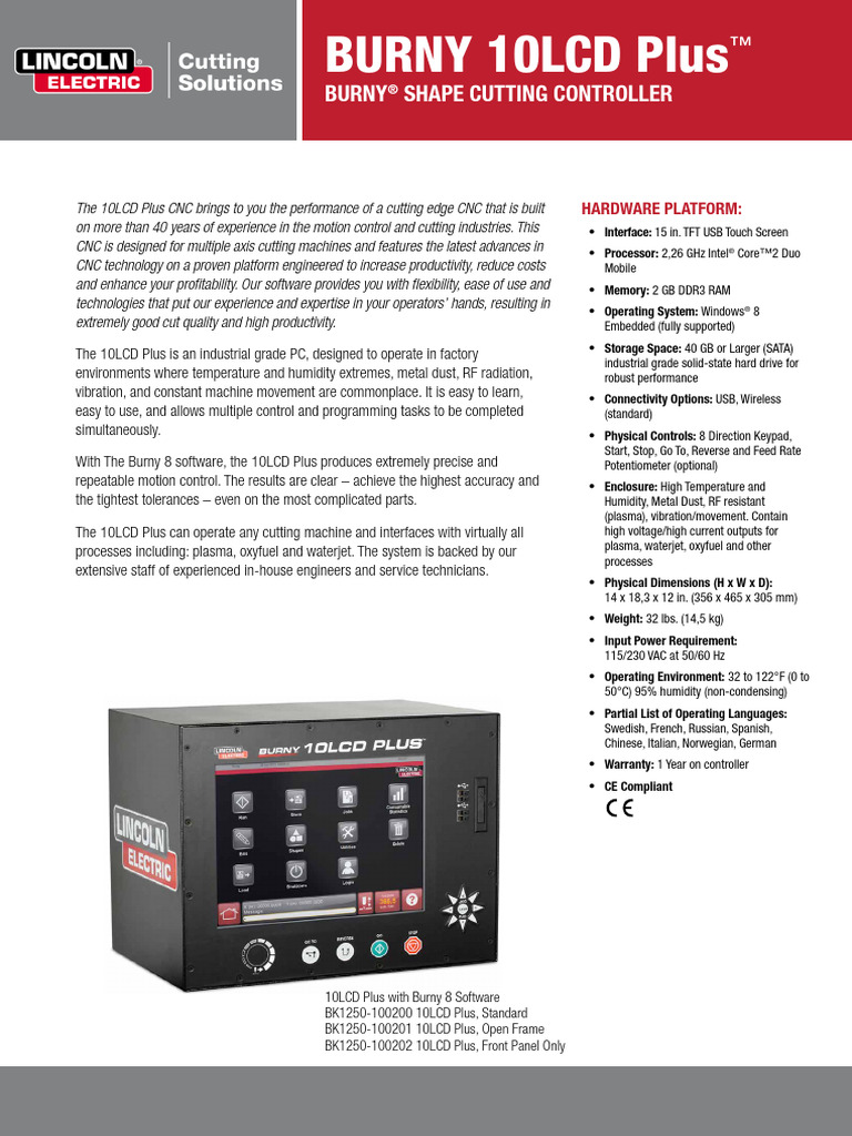 Burny 10LCD Plus CNC Controller Overview | PDF | Numerical Control ...