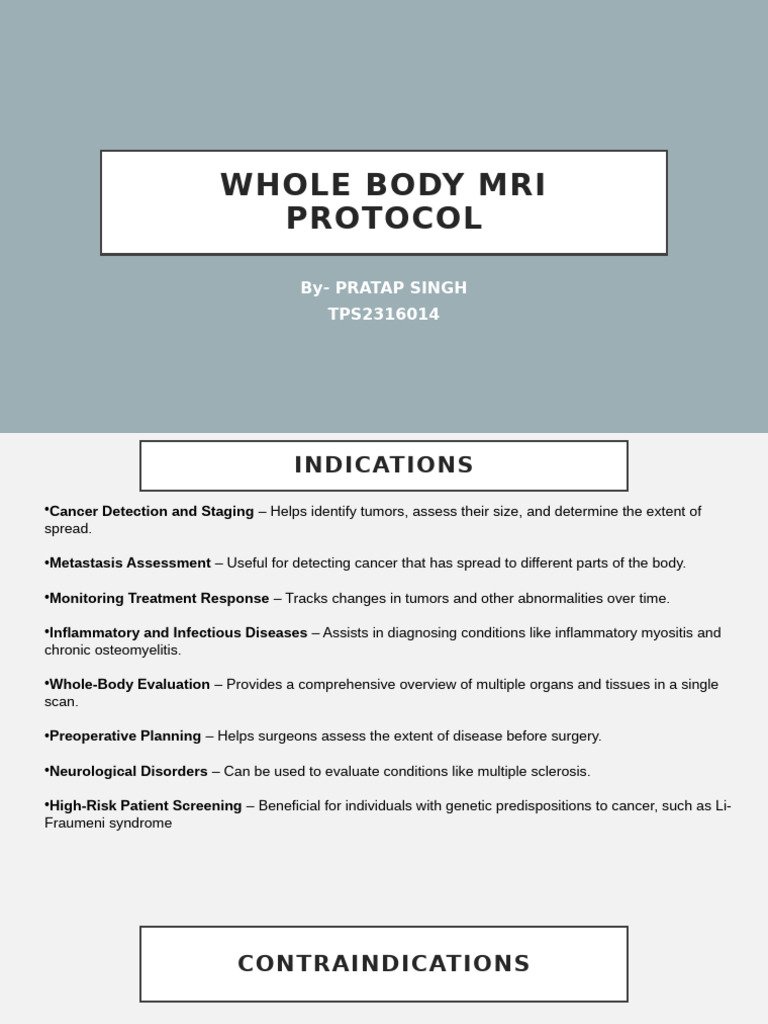 Whole Body MRI Protocol Overview | PDF | Vertebral Column | Vertebra