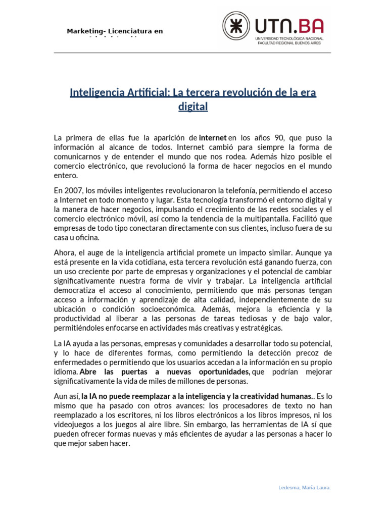 Inteligencia Artificial - La Tercera Revolución de La Era Digital | PDF ...