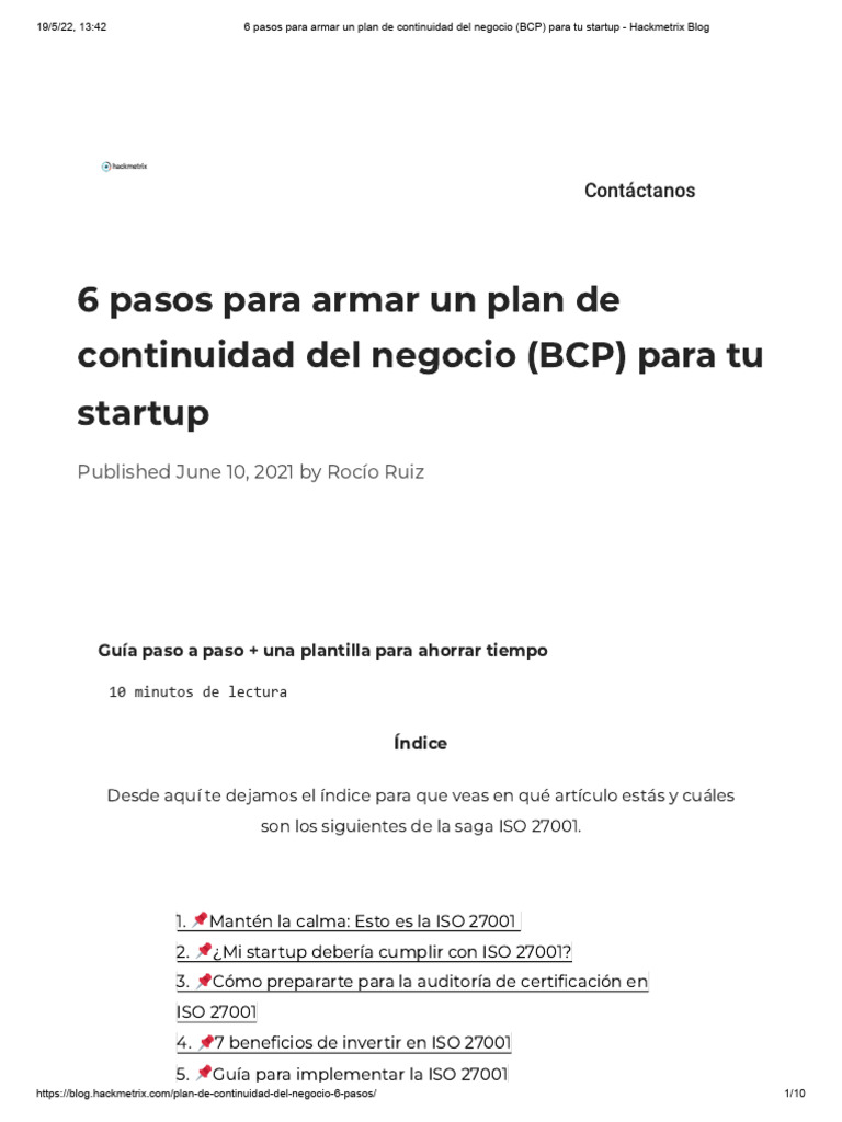 9 6 Pasos para Armar Un Plan de Continuidad Del Negocio (BCP) para Tu ...