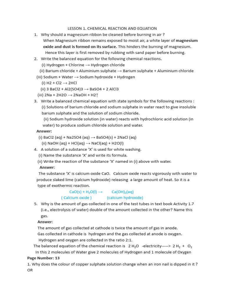 Chemical Reactions and Equations Explained | PDF | Acid | Chemical ...