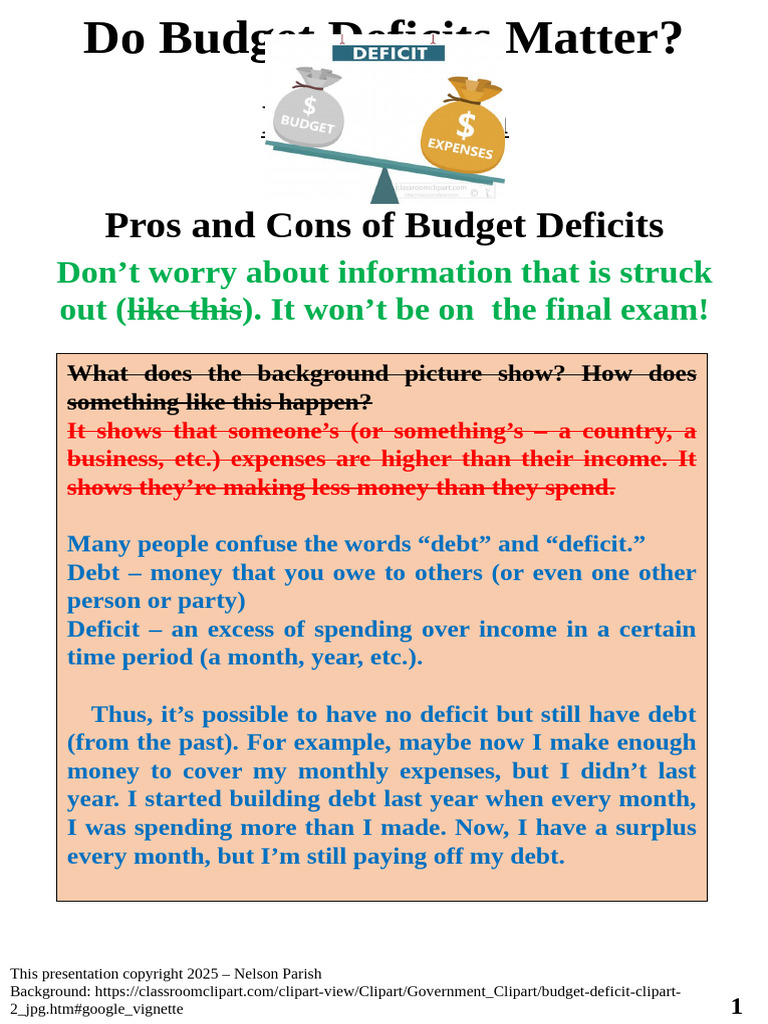 Understanding Budget Deficits: Pros and Cons | PDF | Deficit Spending ...