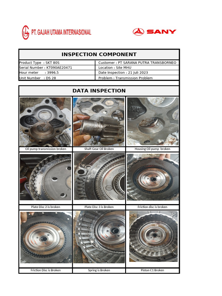 SKT 80S Transmission Inspection Report | PDF