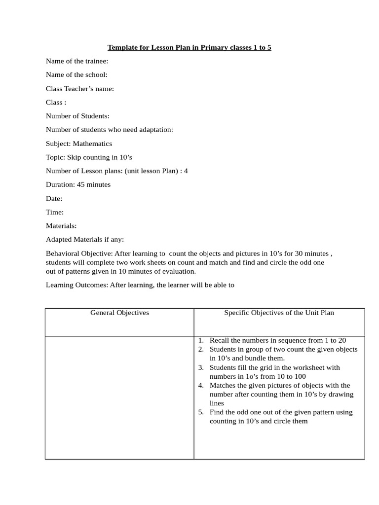 Lesson Plan Plan Maths 3 | PDF | Lesson Plan | Education Theory