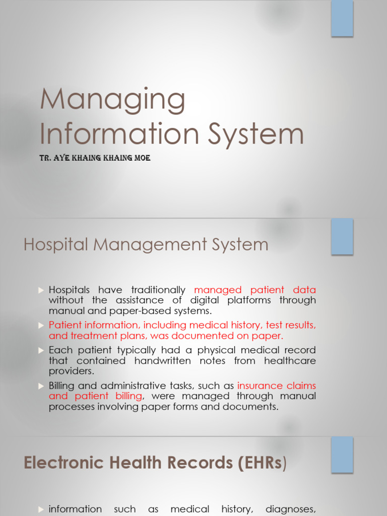 Day 14-Managing Information System | PDF | Electronic Health Record ...