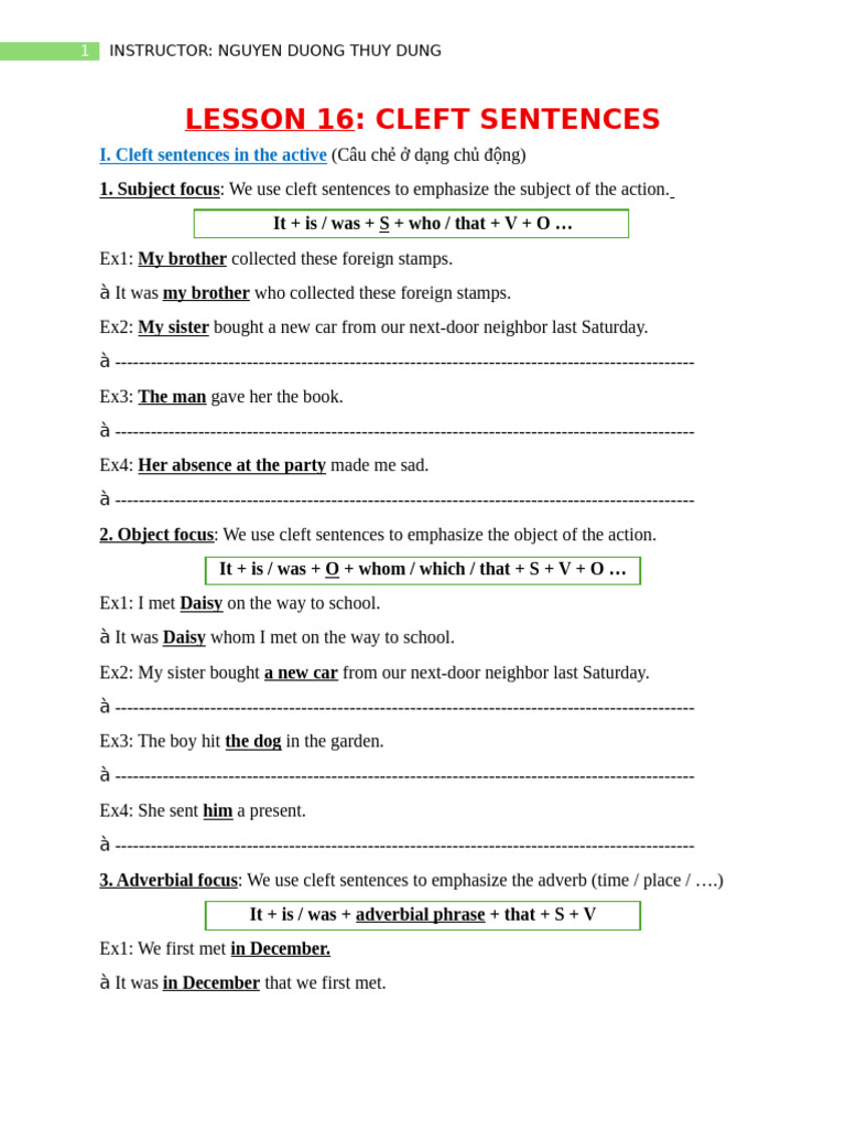 Tag Questions - Cleft Sentences | PDF