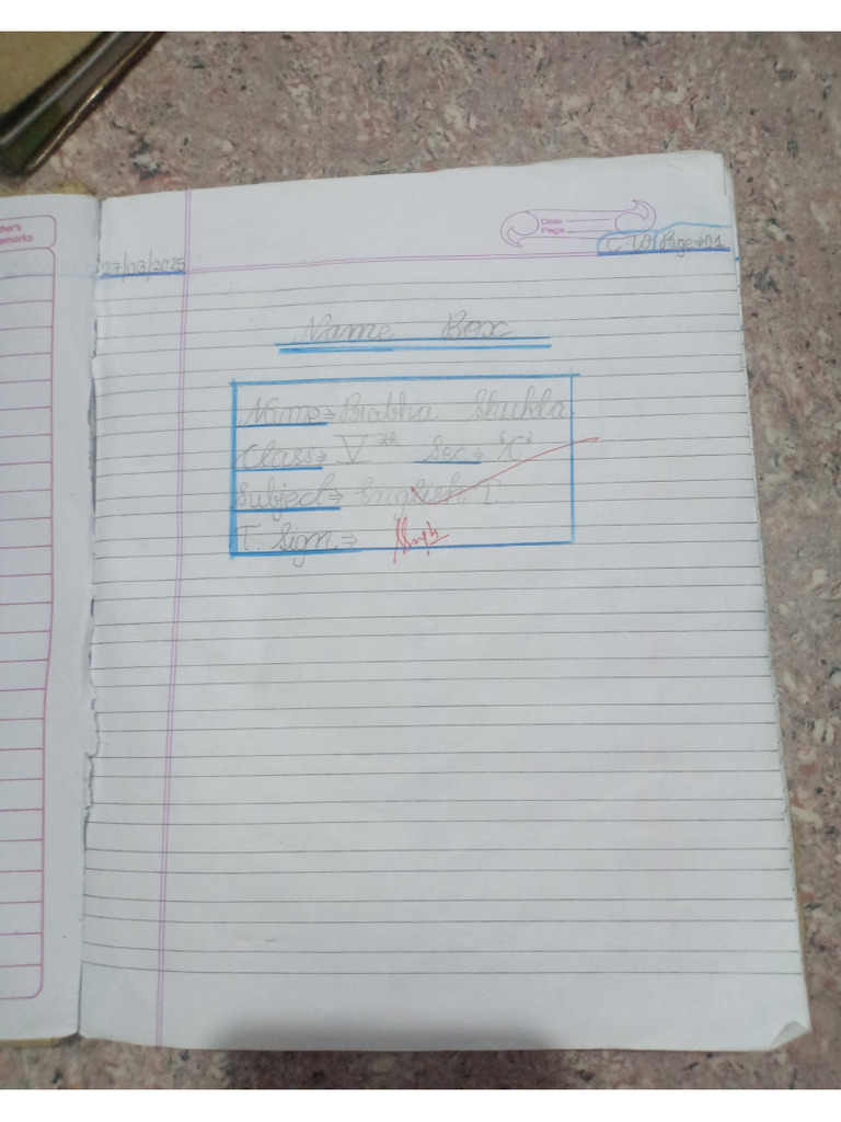 English Literature Notebook Class 5th C PDF | PDF