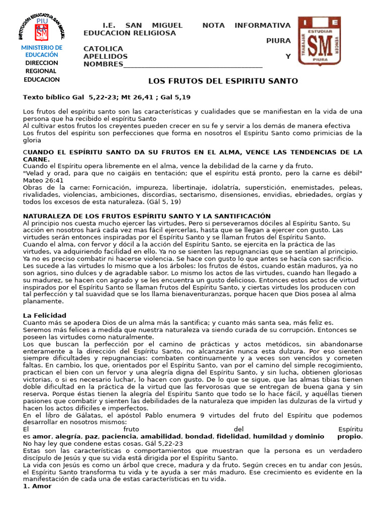 Frutos del Espíritu Santo en la Fe | PDF | Fruto Del Espiritu Santo | Amor