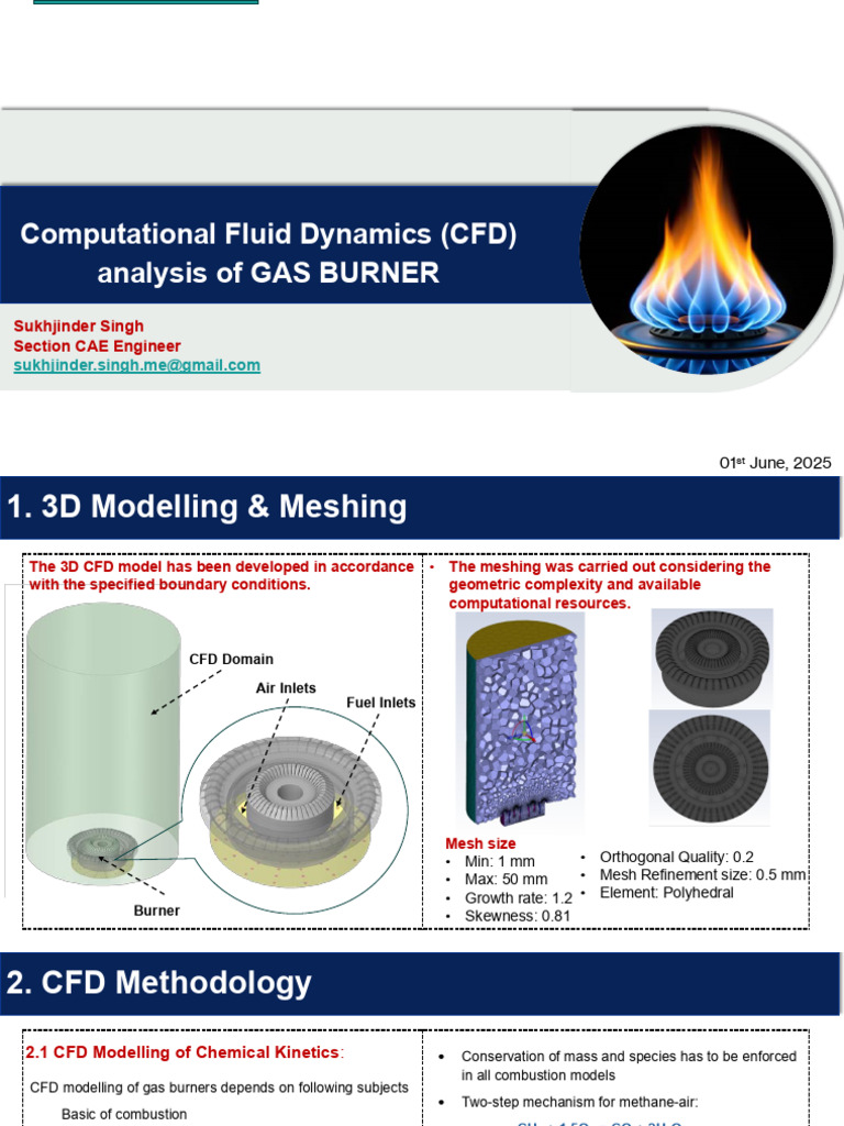 CFD Study of Burner With Two-Step Methane Mechanism | PDF | Combustion ...