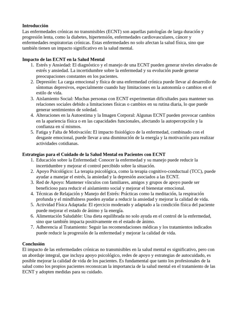 Impacto de ECNT en Salud Mental y Diabetes | PDF | Diabetes | Hipertensión