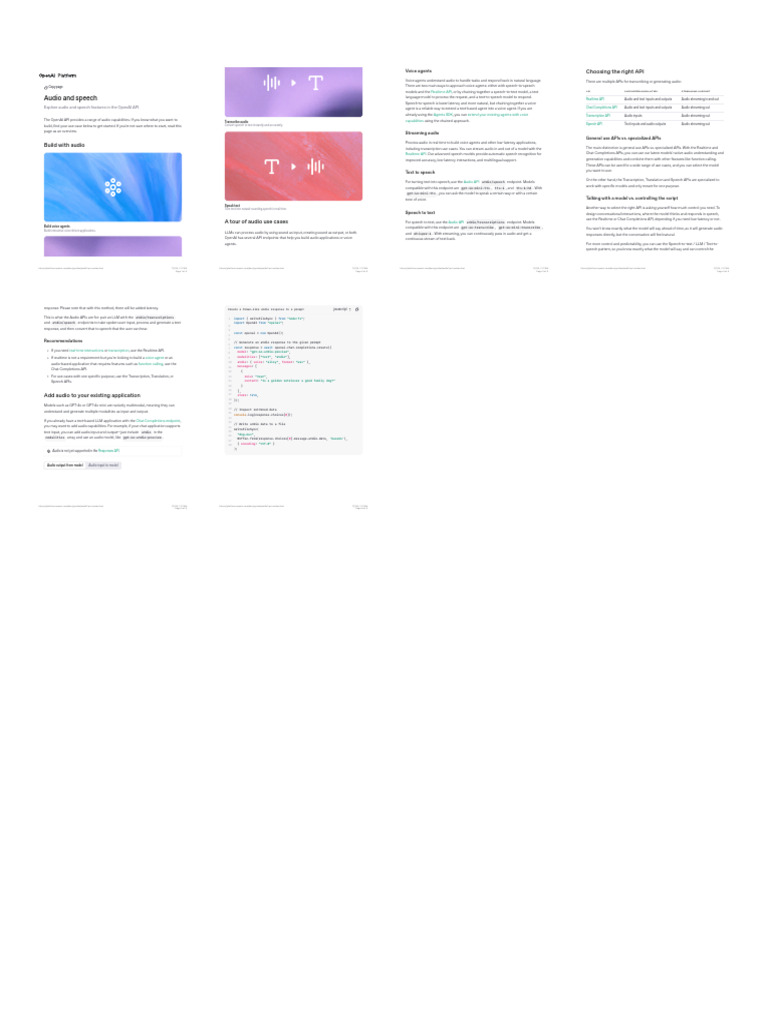 OpenAI Audio and Speech API Guide | PDF | Speech Recognition | Computer ...