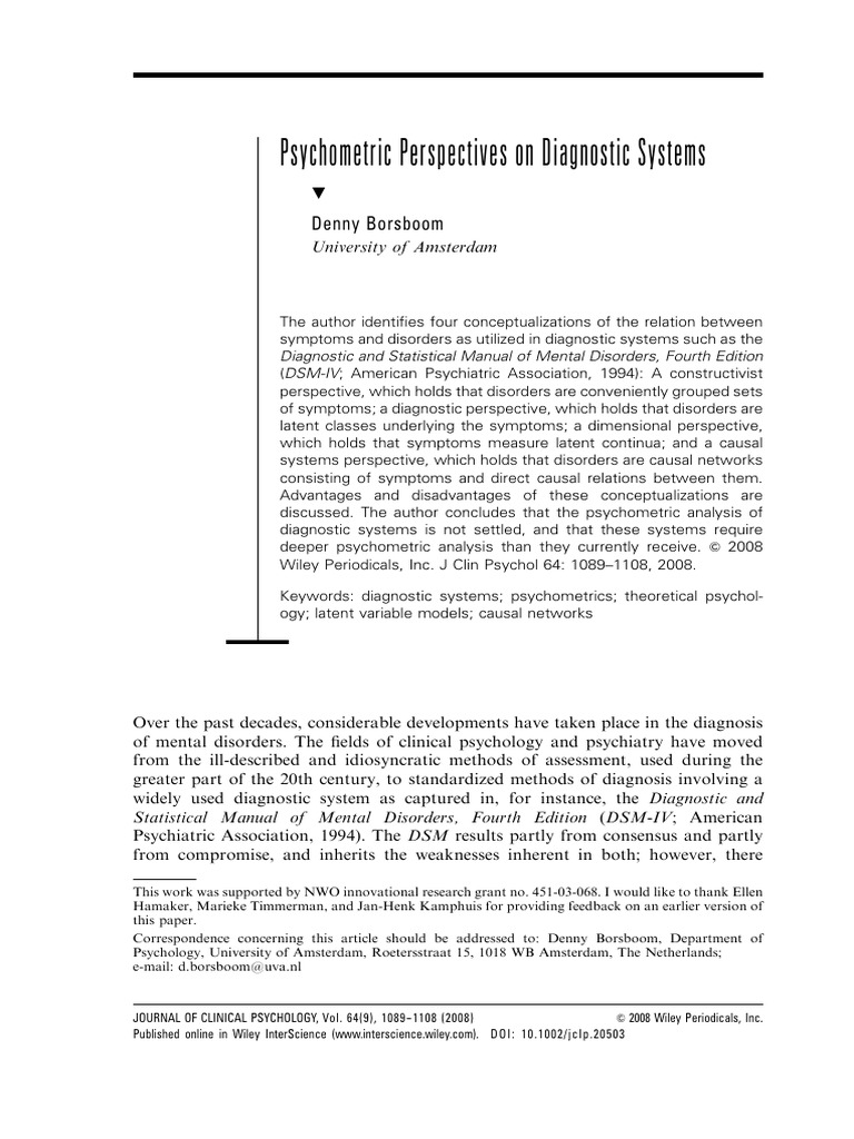 Psychometric Analysis of Diagnostic Systems | PDF | Diagnostic And ...