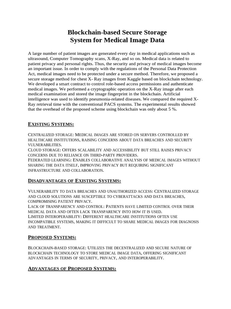 Blockchain Secure Medical Image Storage | PDF | Computer Security ...
