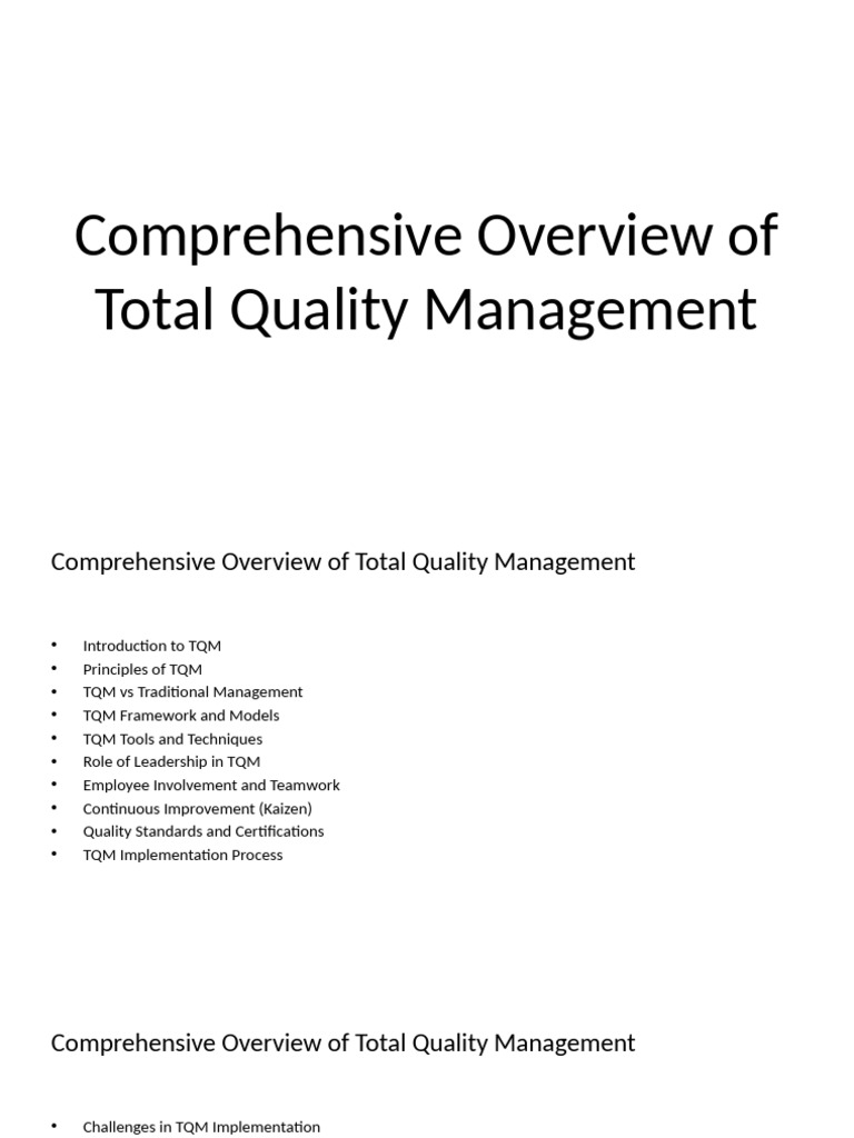 Total Quality Management Essentials | PDF | Quality Management | Leadership