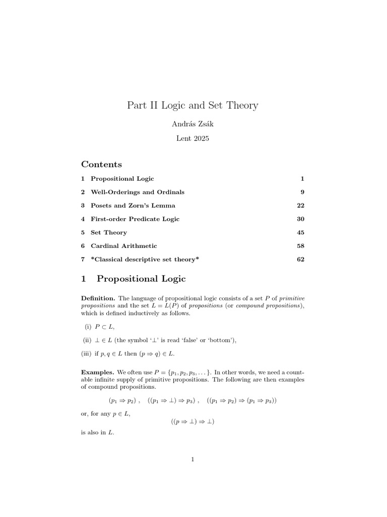 Propositional Logic and Set Theory | PDF | Axiom | Theorem