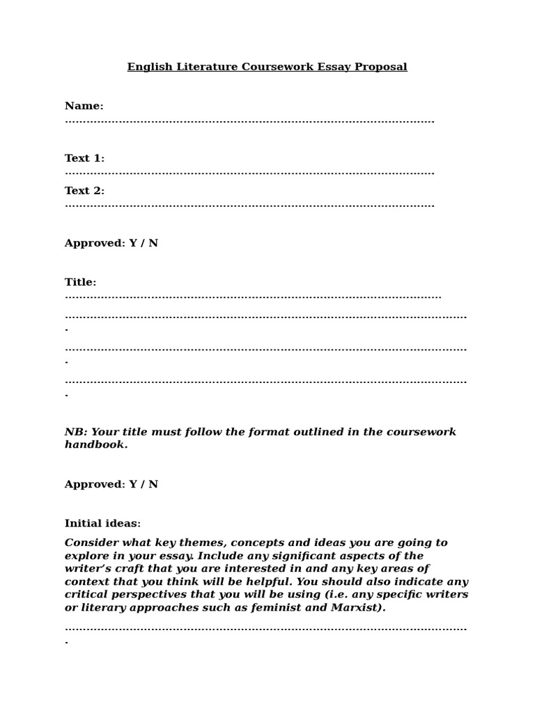 English Literature Coursework Essay Proposal | PDF