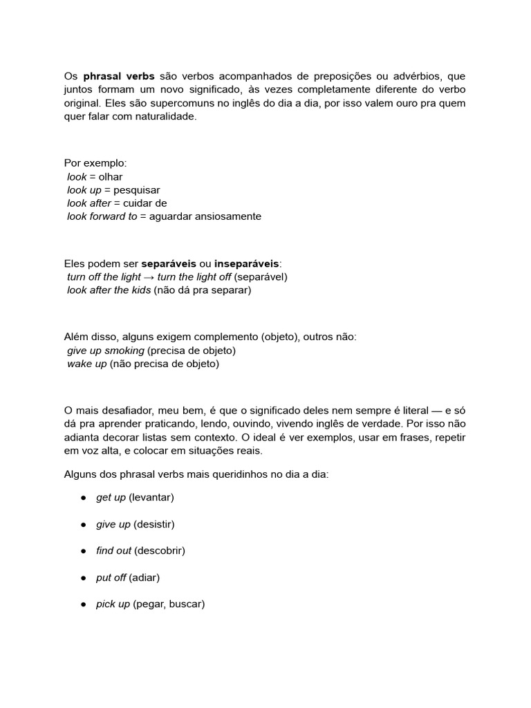 Phrasal Verbs: Aprenda e Pratique | PDF