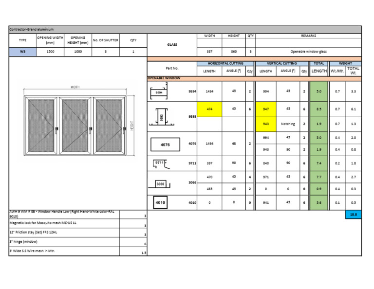 W3 Window Size Specifications in cm | PDF | Window | Equipment