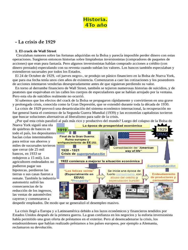 Crisis de 1929 - 2024 | PDF | Gran depresion | Nuevo acuerdo