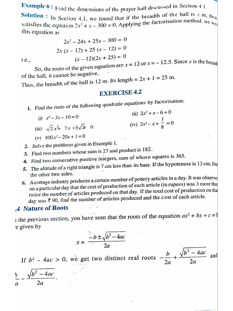 Maths Chapter 4 Exercise 4.2 Page 1 | PDF