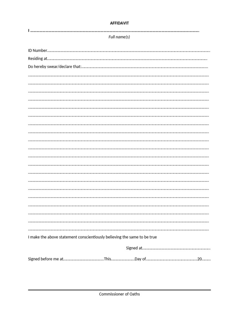 Legal Affidavit Template Form | PDF