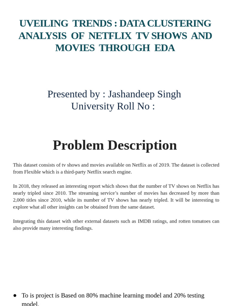 Netflix Movies and TV Shows Clustering | PDF | Principal Component ...