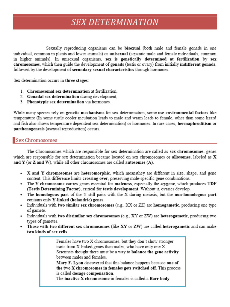 Mechanisms of Sex Determination | PDF | Sex | Genetic Linkage
