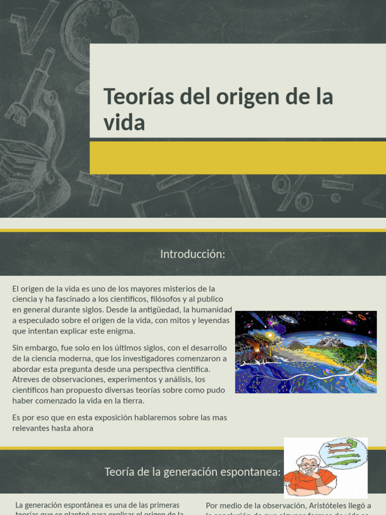 Teorías sobre el origen de la vida | PDF | Vida | Abiogénesis